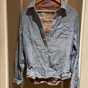 FAHERTY reversible M jean/patterned button down